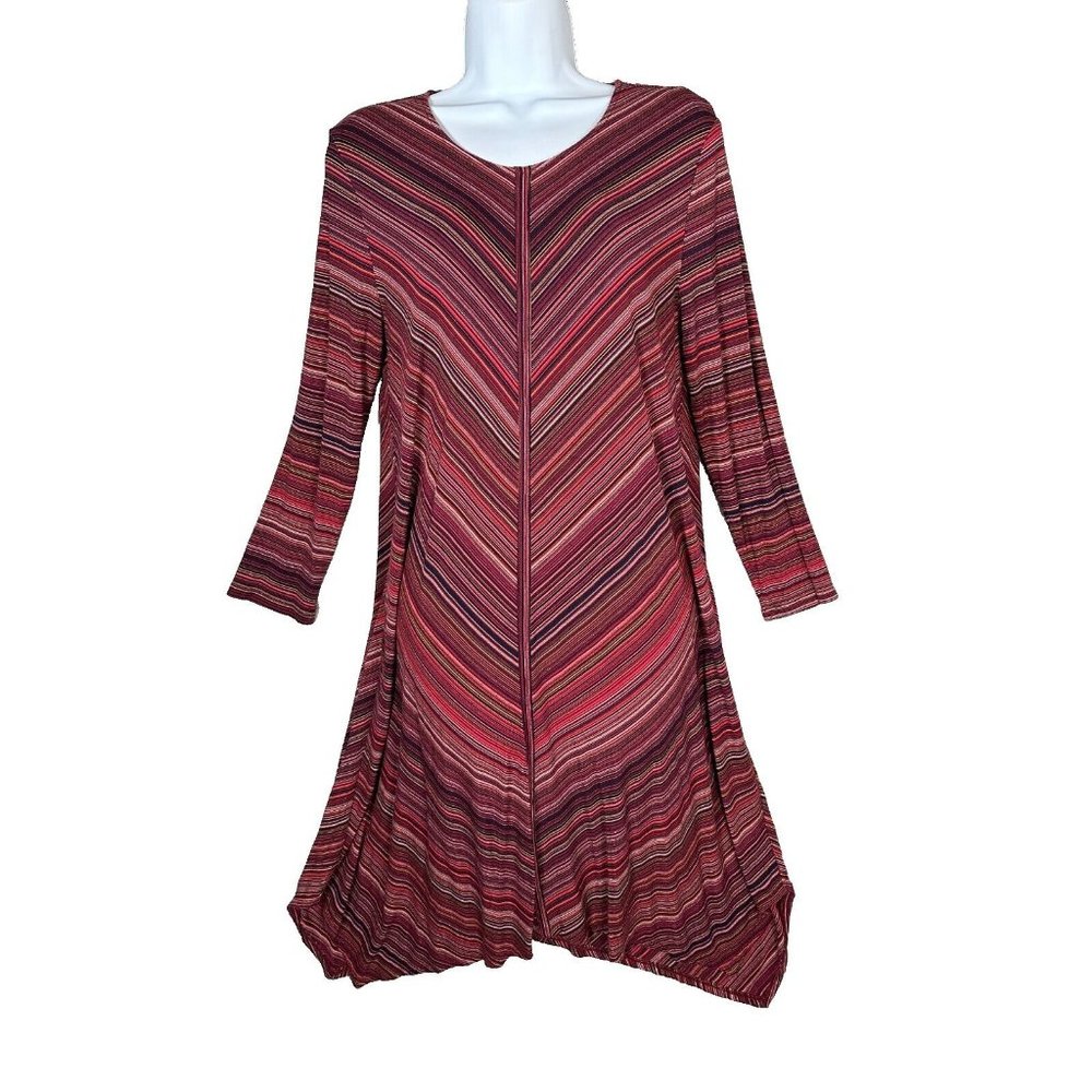 BCBG Womens Medium Long‎ Sleeve Dress Striped Stretch Comfort